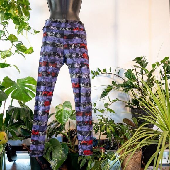 LuLaRoe Disney Captain Hook Black and Purple Striped Leggings, One Size - Picture 5 of 7